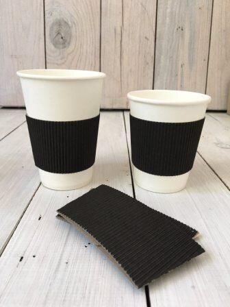 Термопояс розбірний на стакан паперовий 250-340 мл чорний